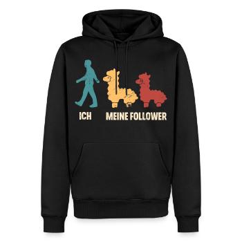 Alpaka Ich Und Meine Follower - Männer Premium Bio Hoodie - Schwarz - Vorne - Nico (187cm)