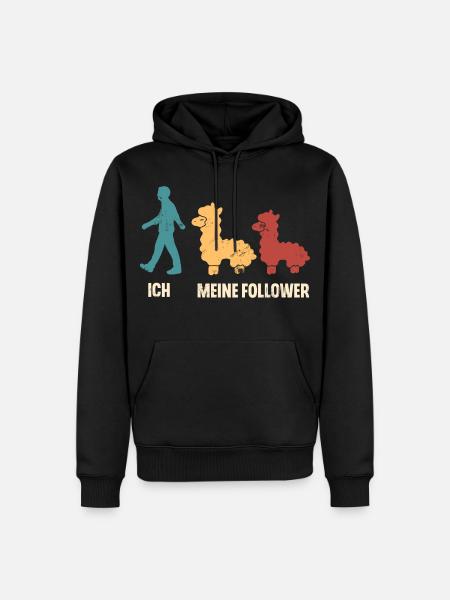 Alpaka Ich Und Meine Follower - Männer Premium Bio Hoodie - Schwarz