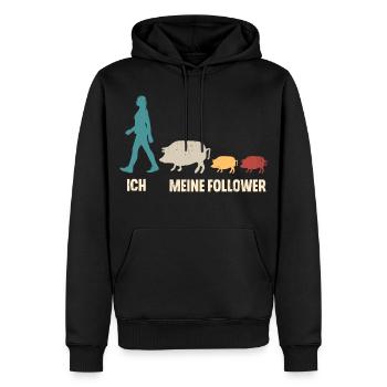 Schwein Landwirtin Ich Und Meine Follower - Männer Premium Bio Hoodie - Schwarz - Vorne - Nico (187cm)