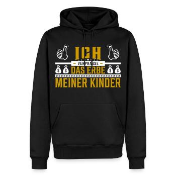 Ich verprasse das Erbe meiner Kinder Spruch - Männer Premium Bio Hoodie - Schwarz - Vorne - Nico (187cm)
