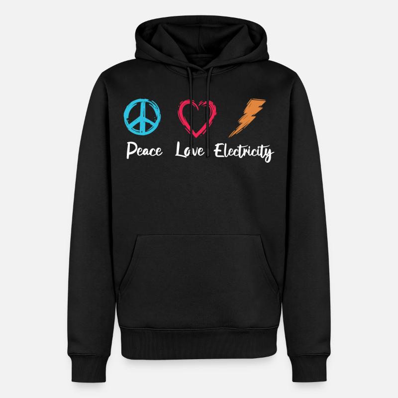 Paix Amour Électricité - Sweat à capuche Premium bio Homme - noir