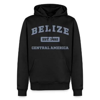 Belize Amérique centrale Est. 1492 - Sweat à capuche Premium bio Homme - noir - Devant - Nico (187cm)