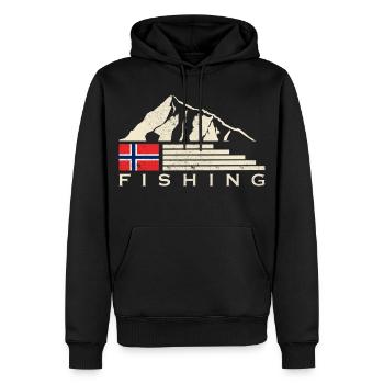 Norvège Pêche à la ligne Pêche - Sweat à capuche Premium bio Homme - noir - Devant - Nico (187cm)