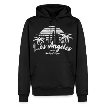 Coucher de soleil à Los Angeles - Sweat à capuche Premium bio Homme - noir - Devant - Nico (187cm)
