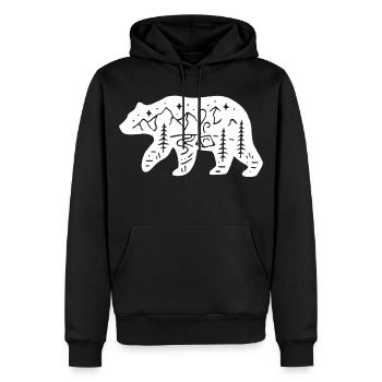 Ours blanc totem de la nature - Sweat à capuche Premium bio Homme - noir - Devant - Nico (187cm)