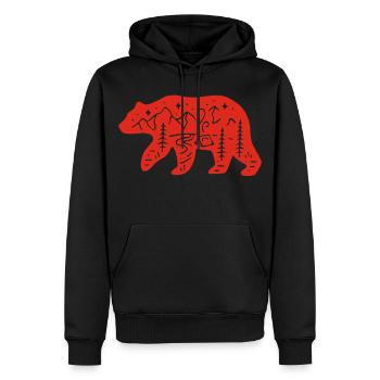 Ours rouge totem de la nature - Sweat à capuche Premium bio Homme - noir - Devant - Nico (187cm)