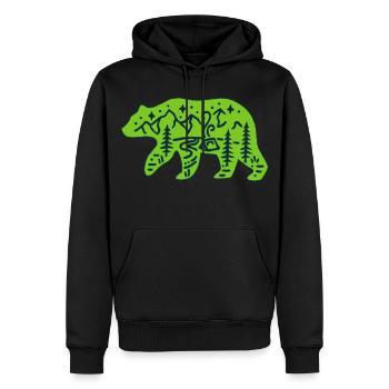 Ours vert totem de la nature - Sweat à capuche Premium bio Homme - noir - Devant - Nico (187cm)