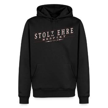 Stolz, Ehre, Respekt - Männer Premium Bio Hoodie - Schwarz - Vorne - Nico (187cm)