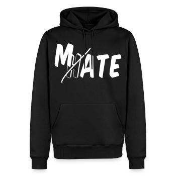 Mate - don't hate - Men’s Premium Organic Hoodie - black - Front - Nico (187cm)