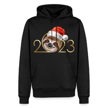 2023 Jahreswechsel Silvester Faultier - Männer Premium Bio Hoodie - Schwarz - Vorne - Nico (187cm)