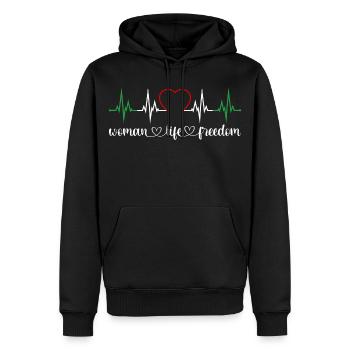 Woman Life Freedom Herzschlag Iran Frauenrechte - Männer Premium Bio Hoodie - Schwarz - Vorne - Nico (187cm)