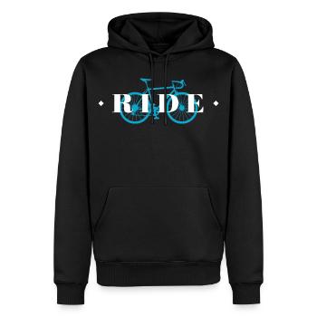 Faire du vélo - Sweat à capuche Premium bio Homme - noir - Devant - Nico (187cm)