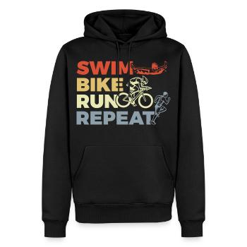 Triathlon Repeat - Männer Premium Bio Hoodie - Schwarz - Vorne - Nico (187cm)
