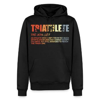 Triathlet Definition - Männer Premium Bio Hoodie - Schwarz - Vorne - Nico (187cm)