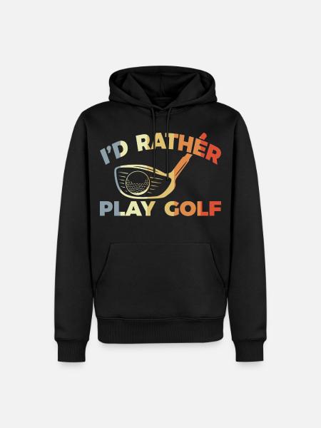 I would rather play golf - Men’s Premium Organic Hoodie - black