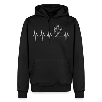 Saut à Ski électrocardiogramme ECG Saut à Ski - Sweat à capuche Premium bio Homme - noir - Devant - Nico (187cm)
