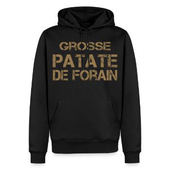 Grosse Patate de Forain ocre - Sweat à capuche Premium bio Homme - noir - Devant - Nico (187cm)