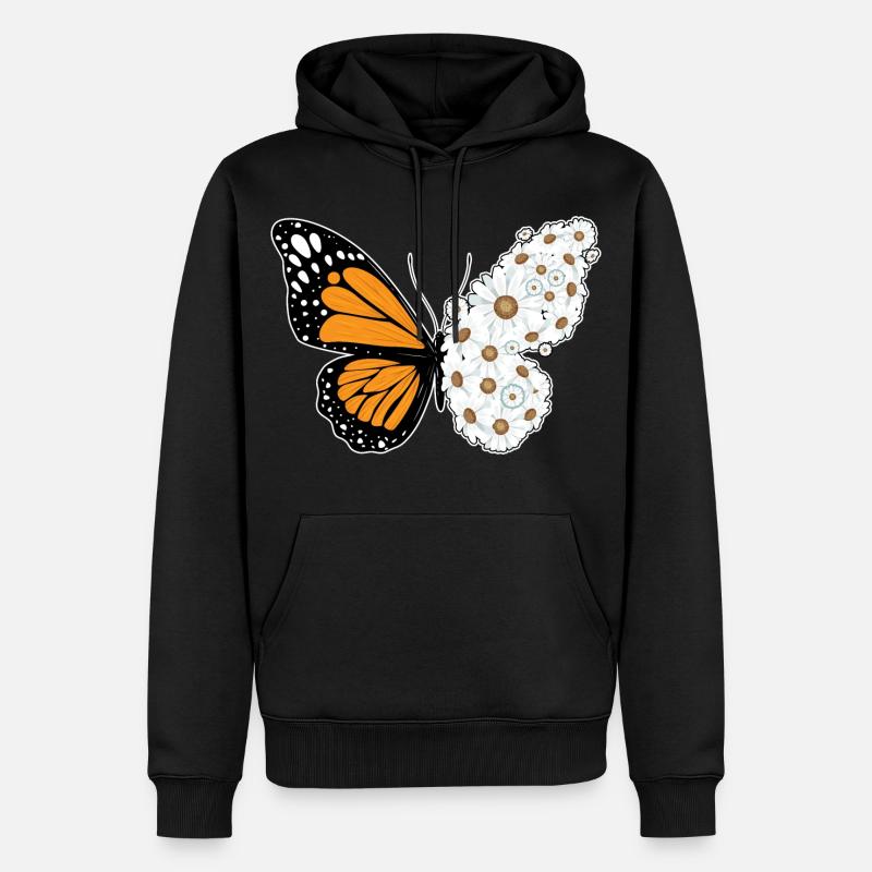 Marguerites papillon - Sweat à capuche Premium bio Homme - noir