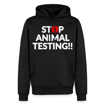 Stop Animal Testing - Männer Premium Bio Hoodie - Schwarz - Vorne - Nico (187cm)