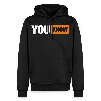 You Know - Parodie de logo amusante pour les fêtes / Malle - Sweat à capuche Premium bio Homme - noir - Devant - Nico (187cm)