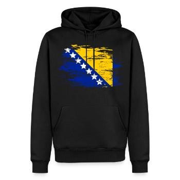 Bosnien Flagge used - Männer Premium Bio Hoodie - Schwarz - Vorne - Nico (187cm)