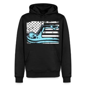 Nageur patriote - Sweat à capuche Premium bio Homme - noir - Devant - Nico (187cm)