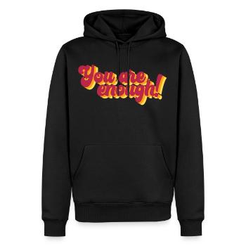Motivierender Spruch mit 3D-Effekt - Männer Premium Bio Hoodie - Schwarz - Vorne - Nico (187cm)