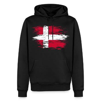 Drapeau du Danemark utilisé - Sweat à capuche Premium bio Homme - noir - Devant - Nico (187cm)