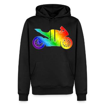 Moto supersport aux couleurs de l’arc-en-ciel - Sweat à capuche Premium bio Homme - noir - Devant - Nico (187cm)