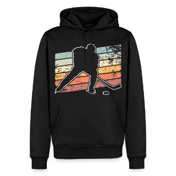 Hockey sur glace - Sweat à capuche Premium bio Homme - noir - Devant - Nico (187cm)