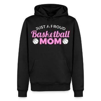 Maman basketball - Sweat à capuche Premium bio Homme - noir - Devant - Nico (187cm)