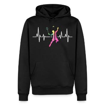 Badminton rythme cardiaque coloré - Sweat à capuche Premium bio Homme - noir - Devant - Nico (187cm)