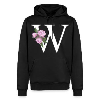 W - Männer Premium Bio Hoodie - Schwarz - Vorne - Nico (187cm)