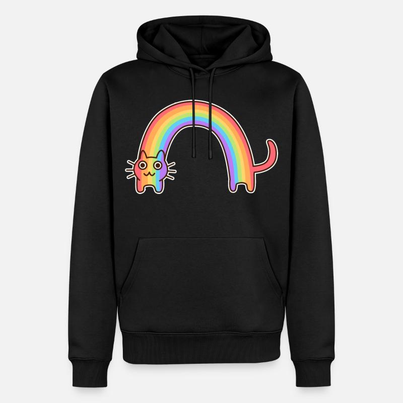 Regenbogenkatze. Buntes Design der Katze * - Männer Premium Bio Hoodie - Schwarz