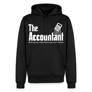 Comptable Drôle CPA Cadeau Comptable Humour Usurpation - Sweat à capuche Premium bio Homme - noir - Devant - Nico (187cm)
