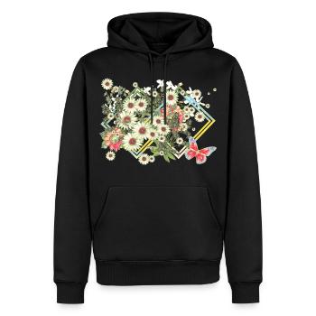 Flowers Blossoms - Men’s Premium Organic Hoodie - black - Front - Nico (187cm)