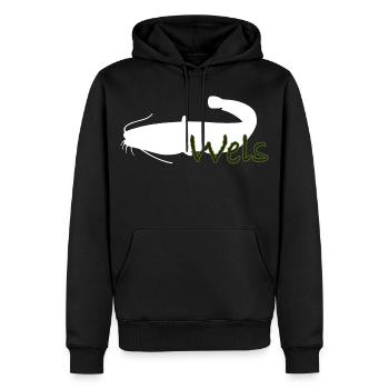 Wels - Männer Premium Bio Hoodie - Schwarz - Vorne - Nico (187cm)