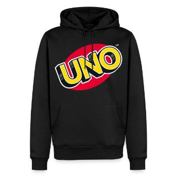 UNO™ Klassisches Logo - Männer Premium Bio Hoodie - Schwarz - Vorne - Nico (187cm)