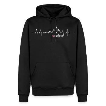 Love Nature Mountains Heart Rate ECG - Graphic Design - Men’s Premium Organic Hoodie - black - Front - Nico (187cm)