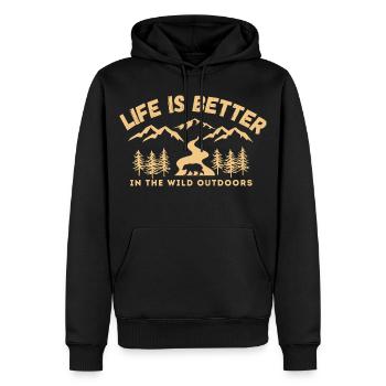 La vie est meilleure dans la nature - Nature Lover - Sweat à capuche Premium bio Homme - noir - Devant - Nico (187cm)