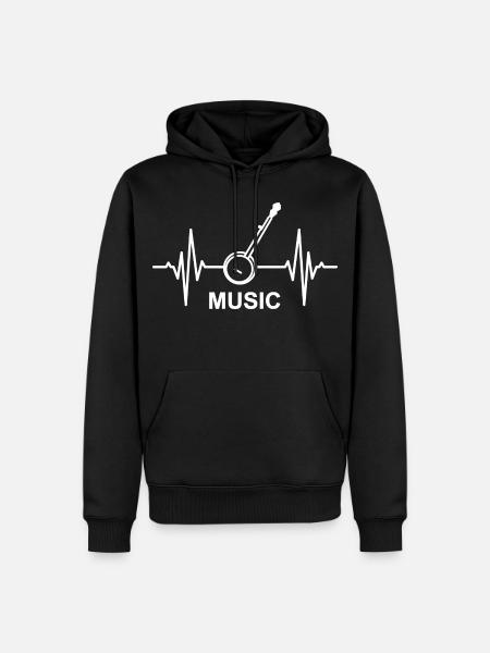 Banjo Music Heartbeat - Men’s Premium Organic Hoodie - black
