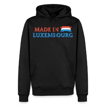 Made in Luxembourg, fierté luxembourgeoise - Sweat à capuche Premium bio Homme - noir - Devant - Nico (187cm)