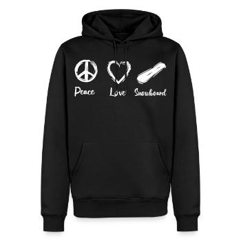 Peace Love Snowboard - Männer Premium Bio Hoodie - Schwarz - Vorne - Nico (187cm)