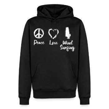 Peace Love Wind Surfing - Männer Premium Bio Hoodie - Schwarz - Vorne - Nico (187cm)