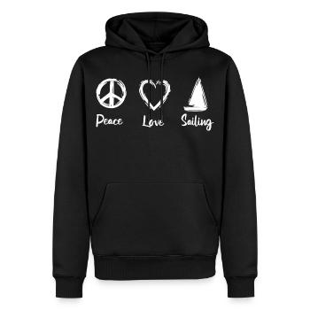 Peace Love Sailing - Männer Premium Bio Hoodie - Schwarz - Vorne - Nico (187cm)