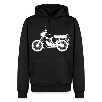 simme s50 Motorrad Moped Klassiker DDR Osten icon - Männer Premium Bio Hoodie - Schwarz - Vorne - Nico (187cm)