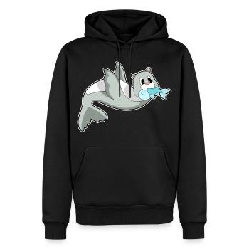 Poisson phoque - Sweat à capuche Premium bio Homme - noir - Devant - Nico (187cm)