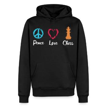 Peace Love Chess - Men’s Premium Organic Hoodie - black - Front - Nico (187cm)