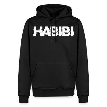 Habibi Schriftzug - Männer Premium Bio Hoodie - Schwarz - Vorne - Nico (187cm)