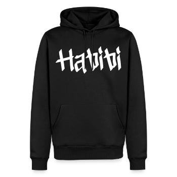 Habibi - Männer Premium Bio Hoodie - Schwarz - Vorne - Nico (187cm)